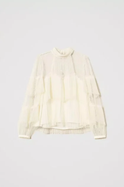 BLUSA IN TULLE CON BALZE PLISSE