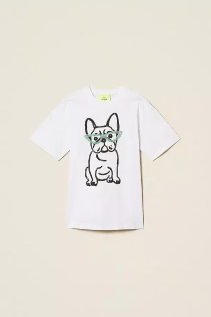 T-shirt over MYFO con stampa e ricamo