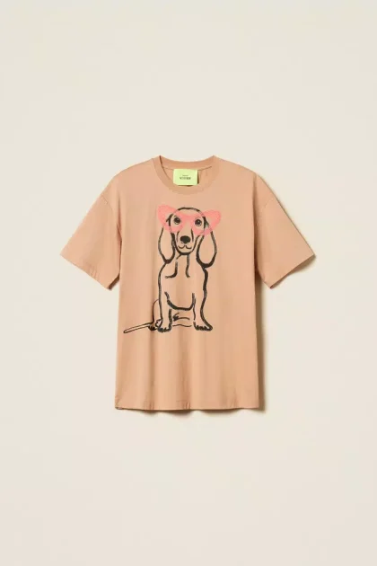 T-shirt over MYFO con stampa e ricamo