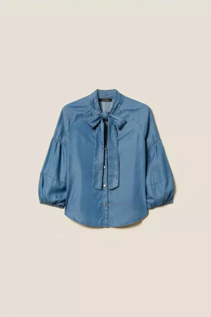 Camicia in jeans con fiocco