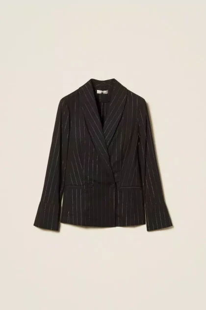 Giacca blazer a righe lurex