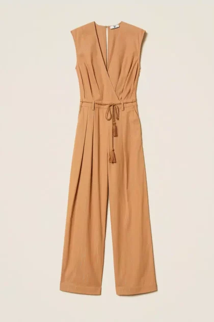 Tuta in misto cotone a righe