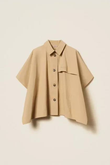Poncho trench in gabardina
