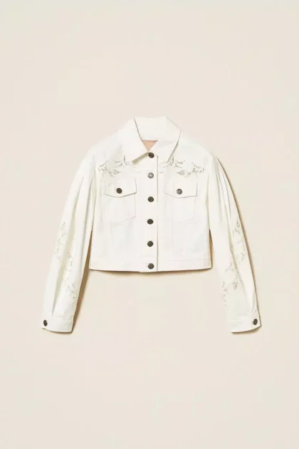 Giacca in bull con ricamo