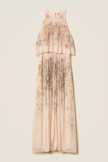 Abito lungo in creponne a fiori