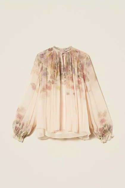 Blusa in creponne a fiori