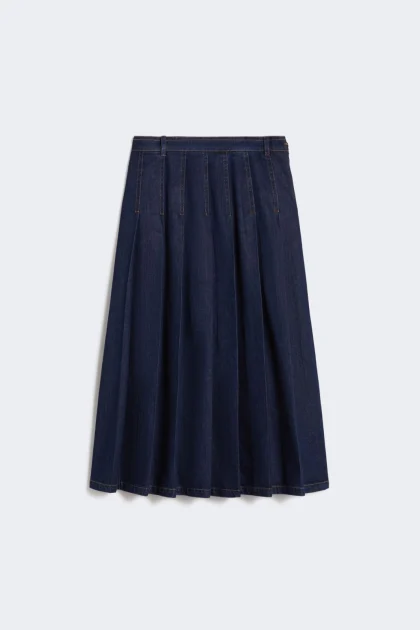 Gonna a pieghe in denim