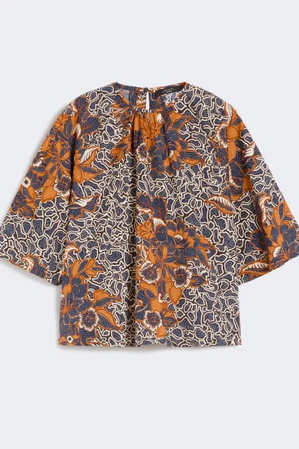 Blusa in popeline di cotone stampato
