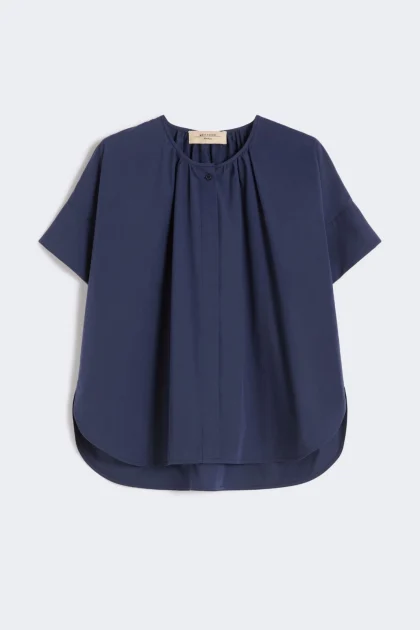 Camicia girocollo in popeline di cotone