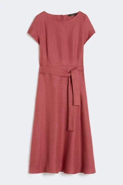 Abito midi in canvas di lino