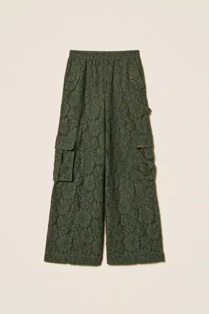 Pantaloni cargo in pizzo rébrodé