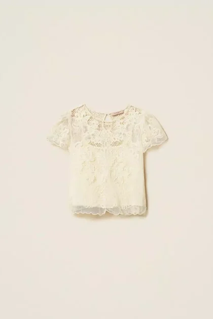 Blusa in mussola con ricamo