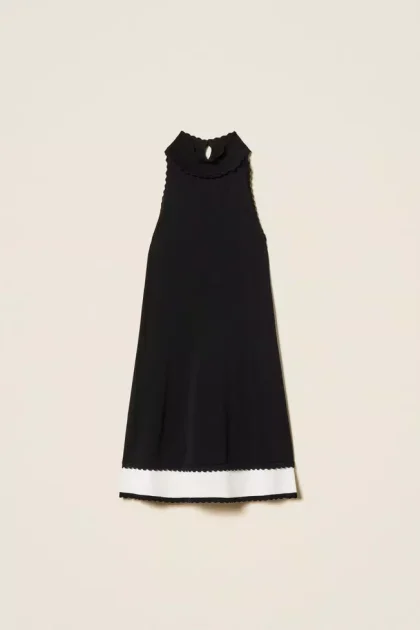 Abito corto in maglia bicolor
