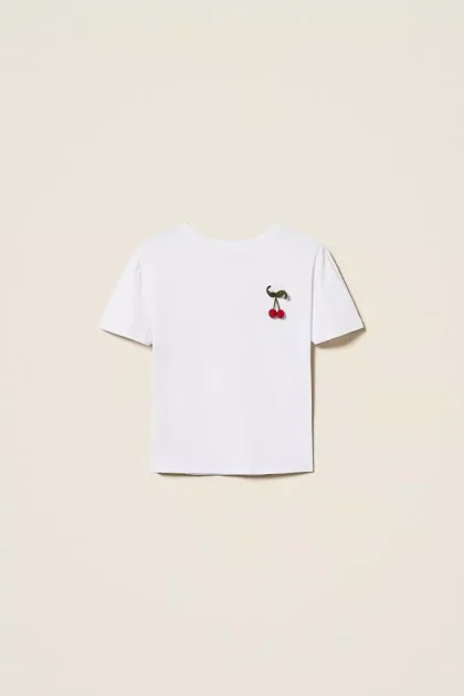 T-shirt regular con spilla crochet