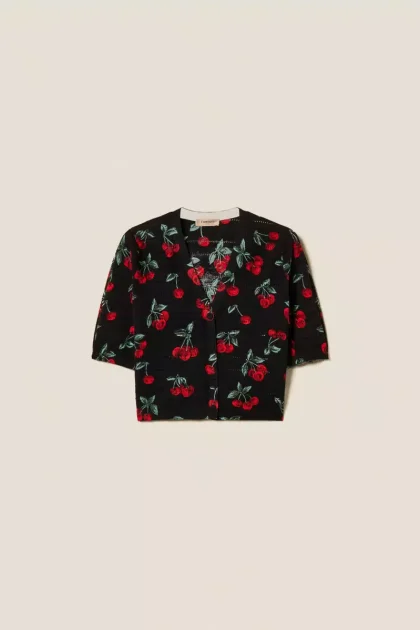 Cardigan con stampa ciliegie