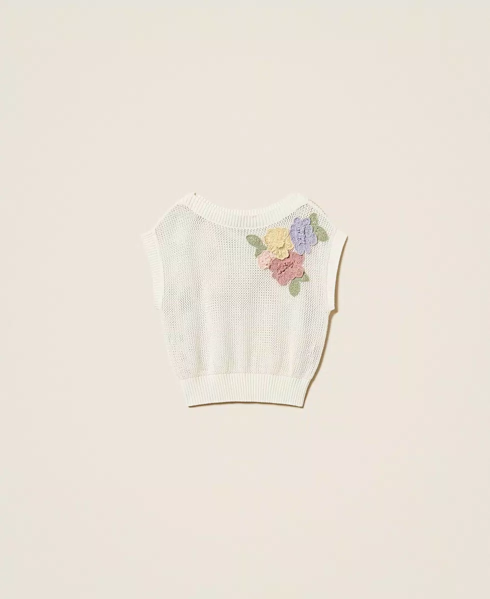 Top in maglia con fiori