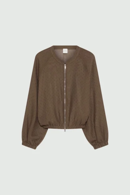 Bomber oversize con micro strass