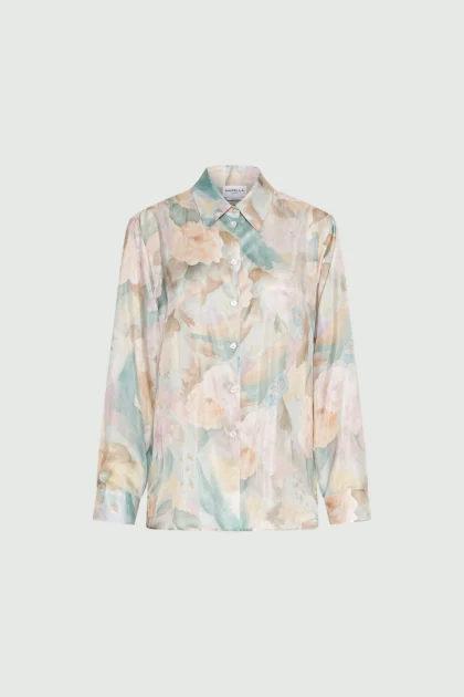 Camicia in seta habotai stampata