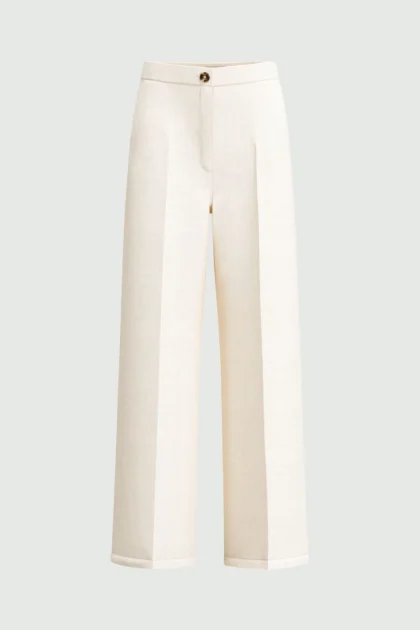 Pantalone fluido in viscosa e lino