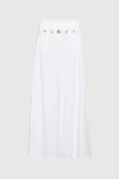 Pantalone wide leg in popeline